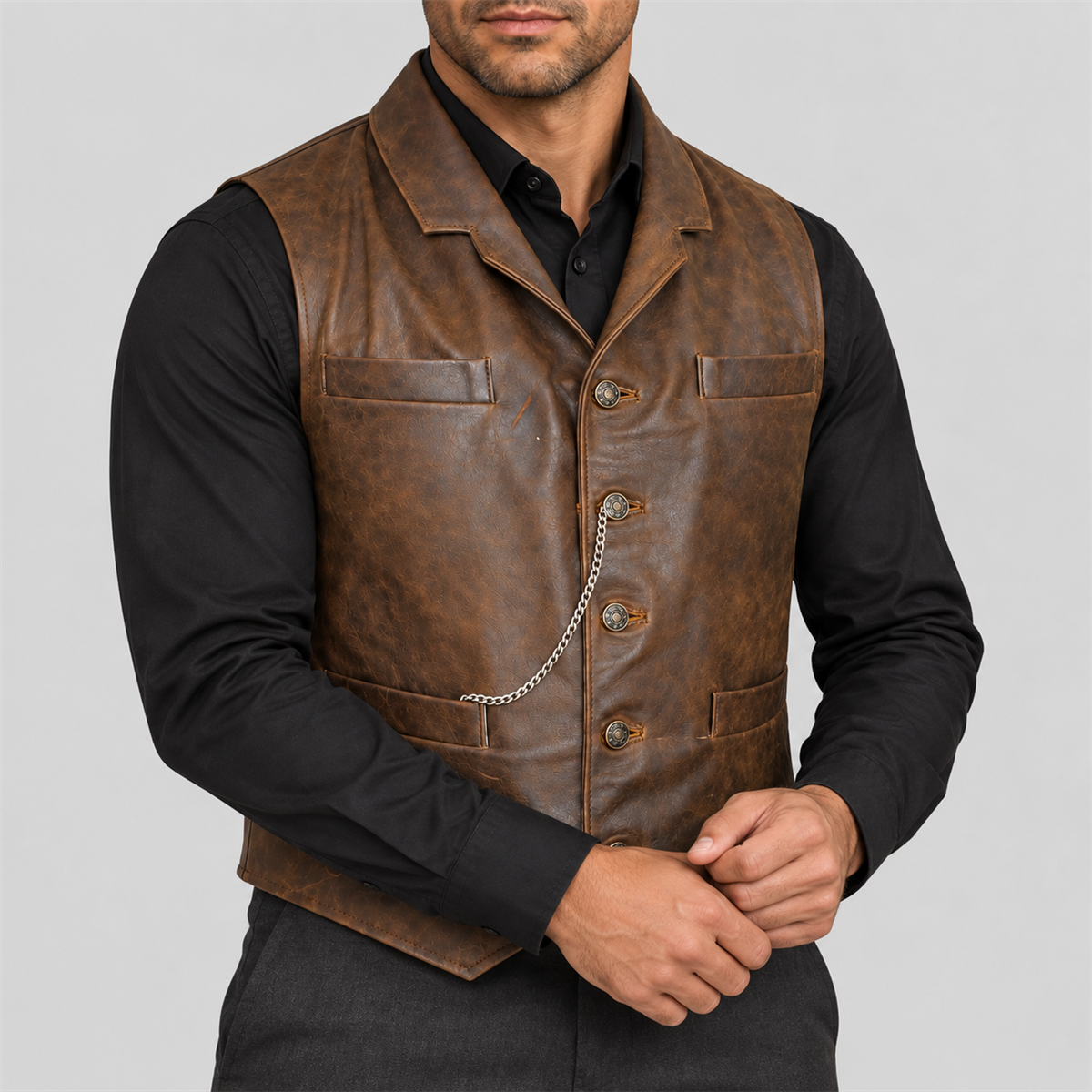 Men's Cullen Halloween Distressed Brown Western Vest