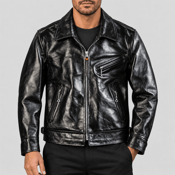 Men's Mulholland Black Tea-Core Cowhide Leather Motorcycle Jacket