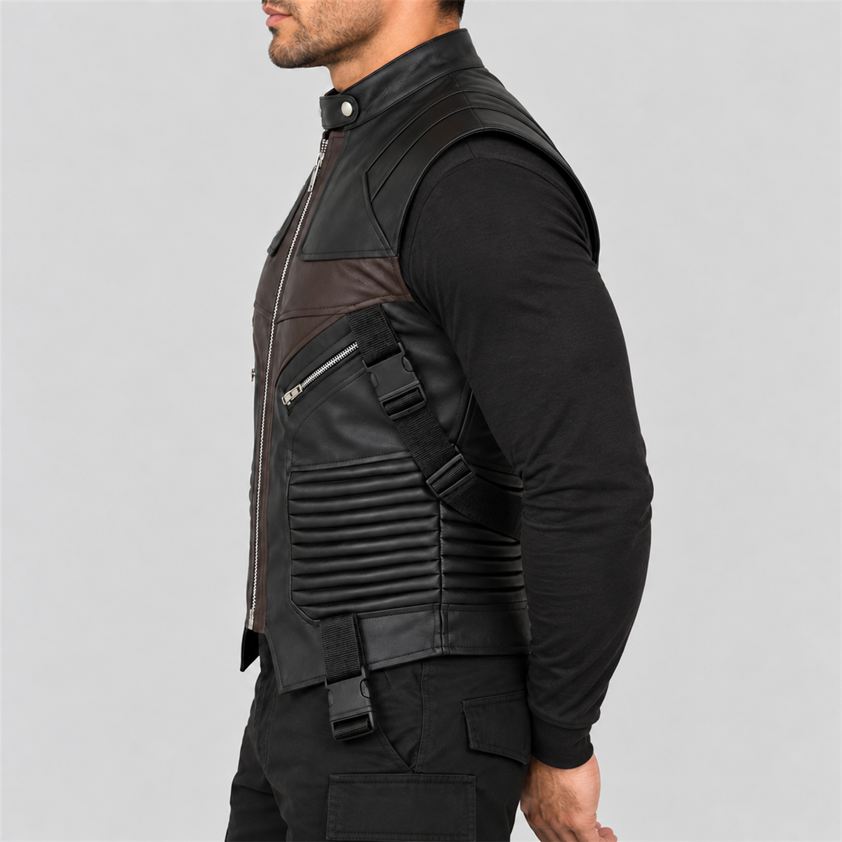 Men's Hawkeye Inspired Halloween Black and Brown Tactical Vest