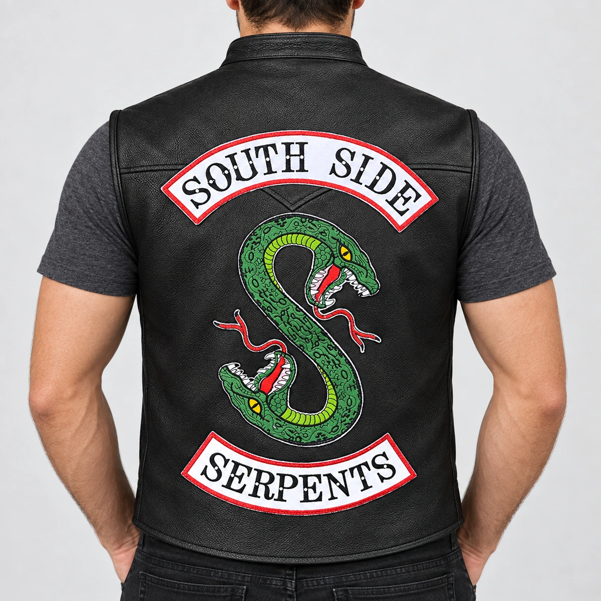Men's South Side Serpents Halloween Black Leather Vest