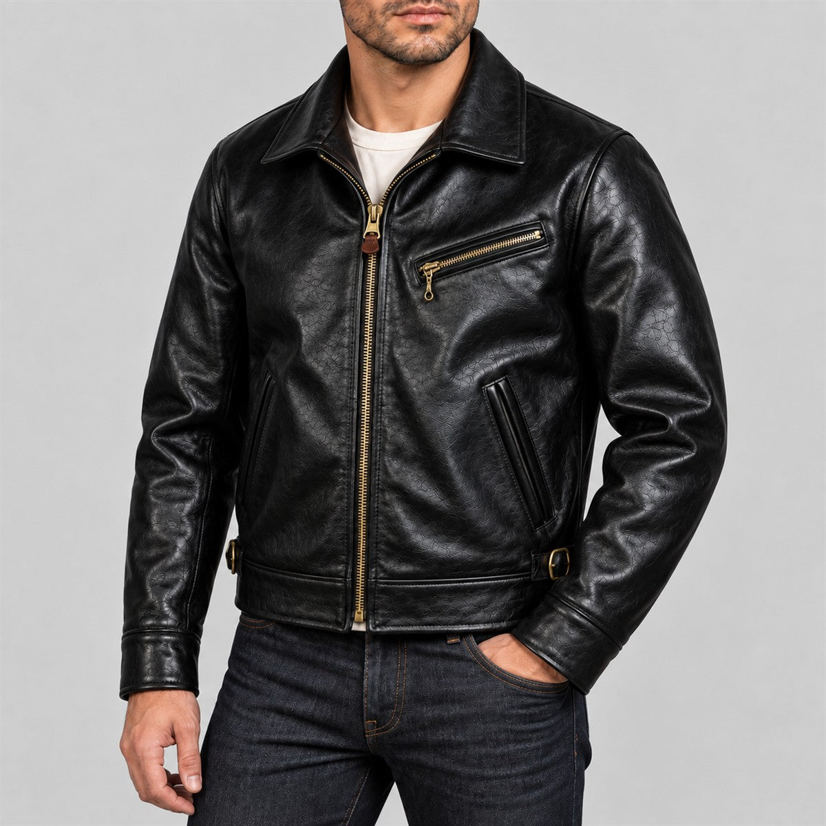Men's California 1940s Black Cowhide Leather Sports Jacket - alternate view