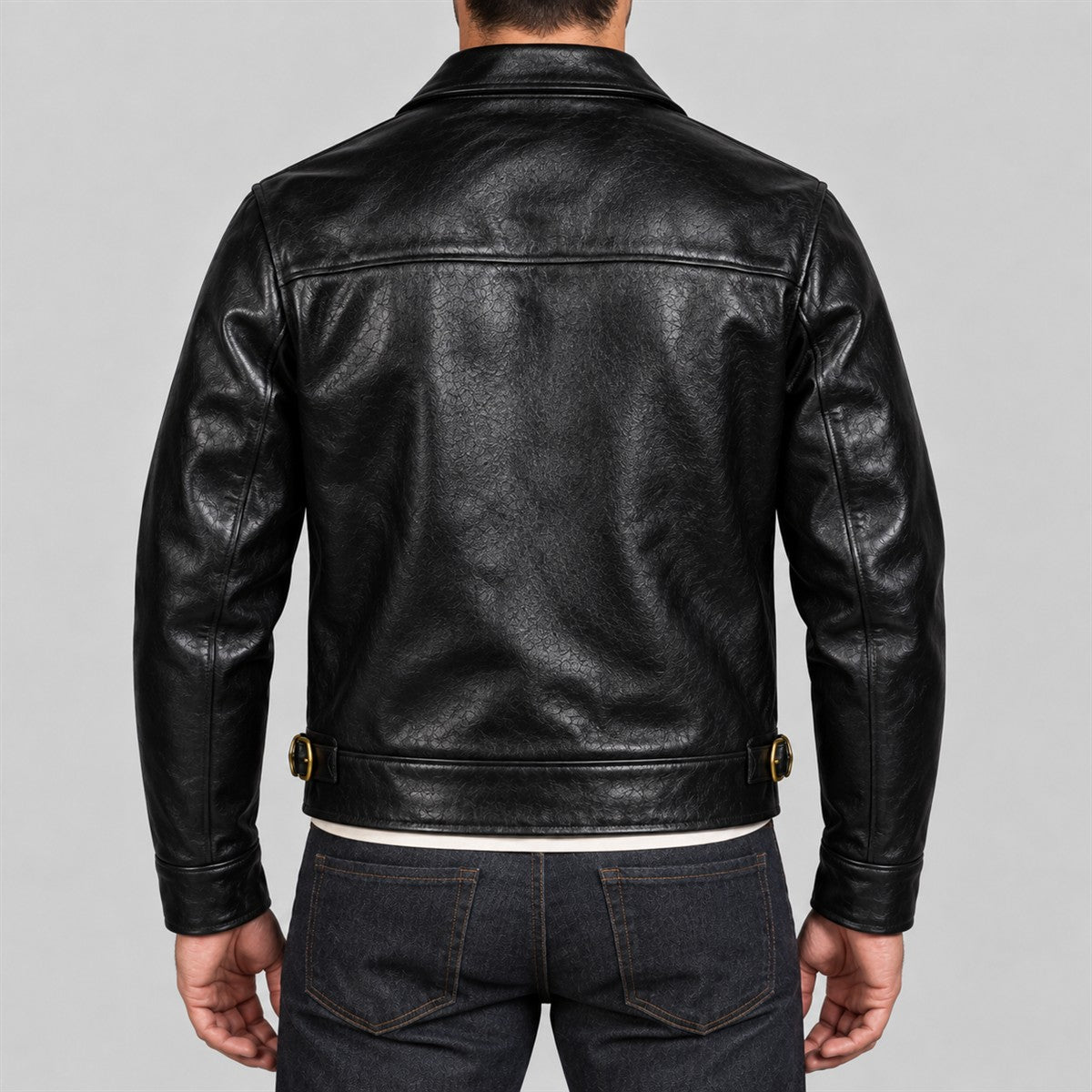 Men's California 1940s Black Cowhide Leather Sports Jacket - back view
