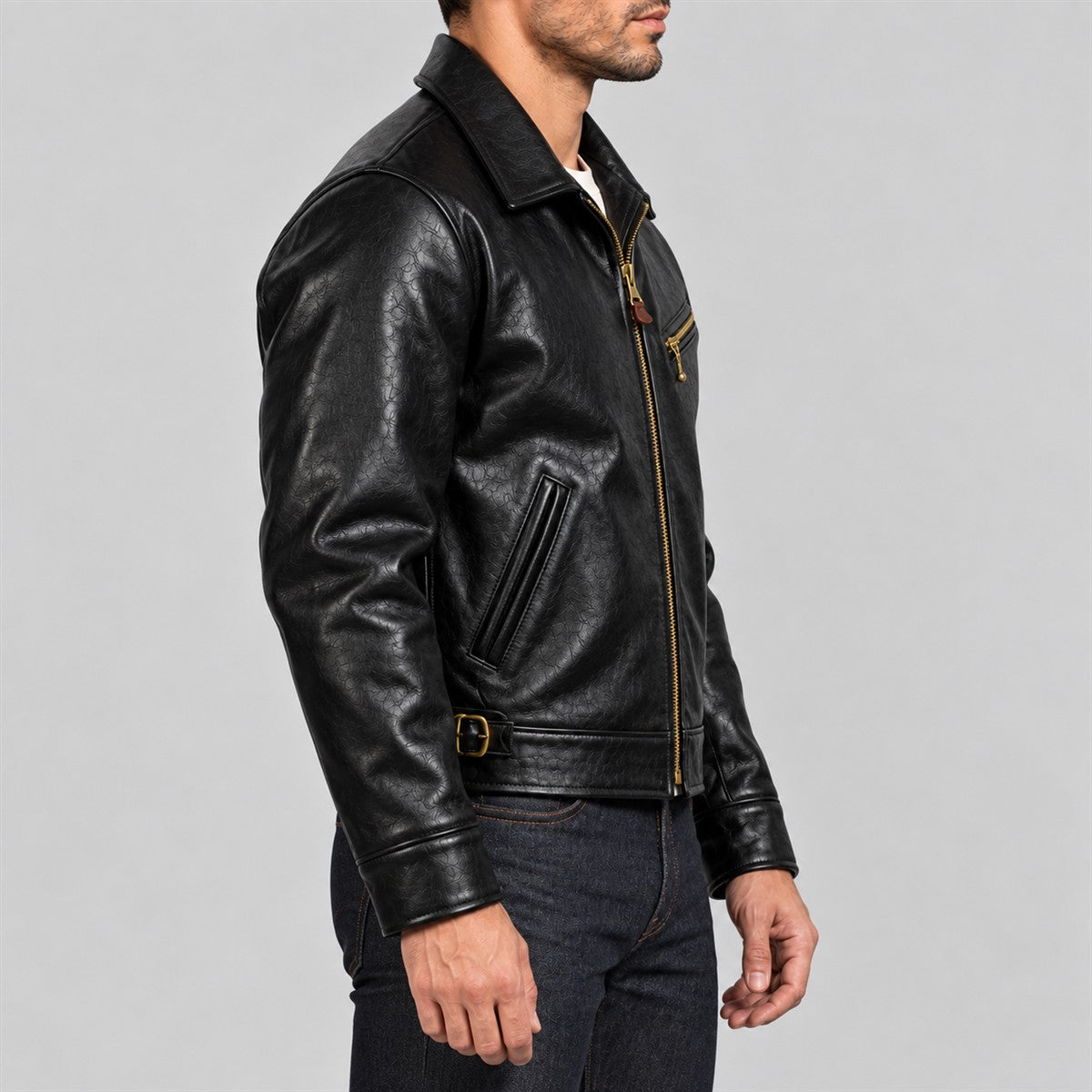 Men's California 1940s Black Cowhide Leather Sports Jacket - right view