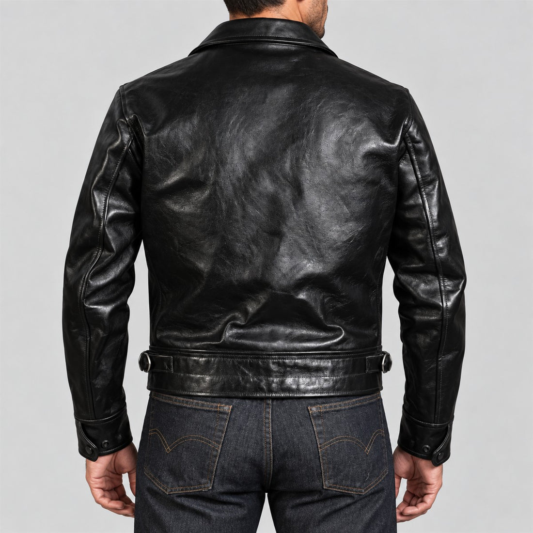 Men's Motorist Black Cowhide Leather Sports Jacket - front view