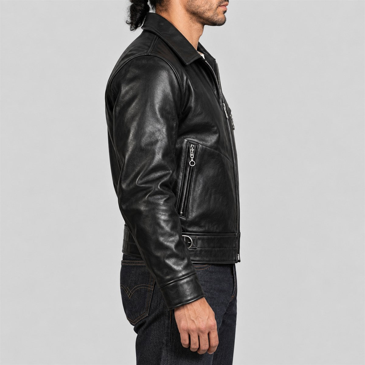 Men's Motorist Black Cowhide Leather Sports Jacket - right view