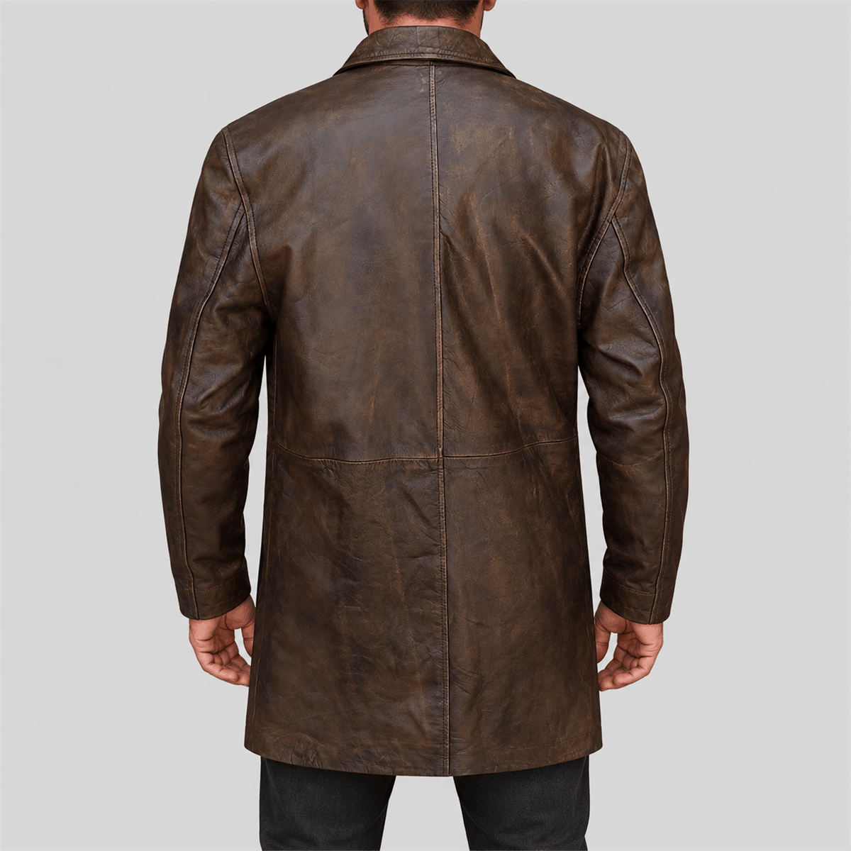 Men's Supernatural Distressed Brown Leather Coat