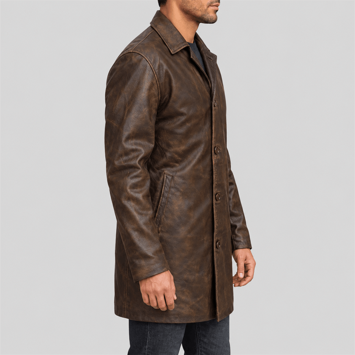 Men's Supernatural Distressed Brown Leather Coat