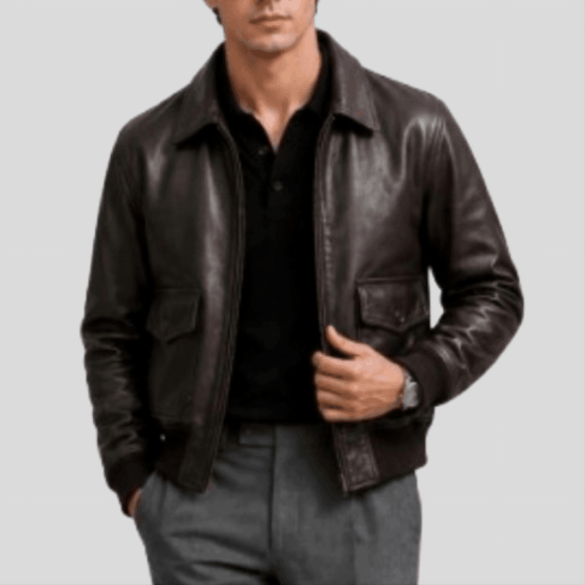 Men's Vintage Aviator Sheepskin Leather Flight Bomber Jacket