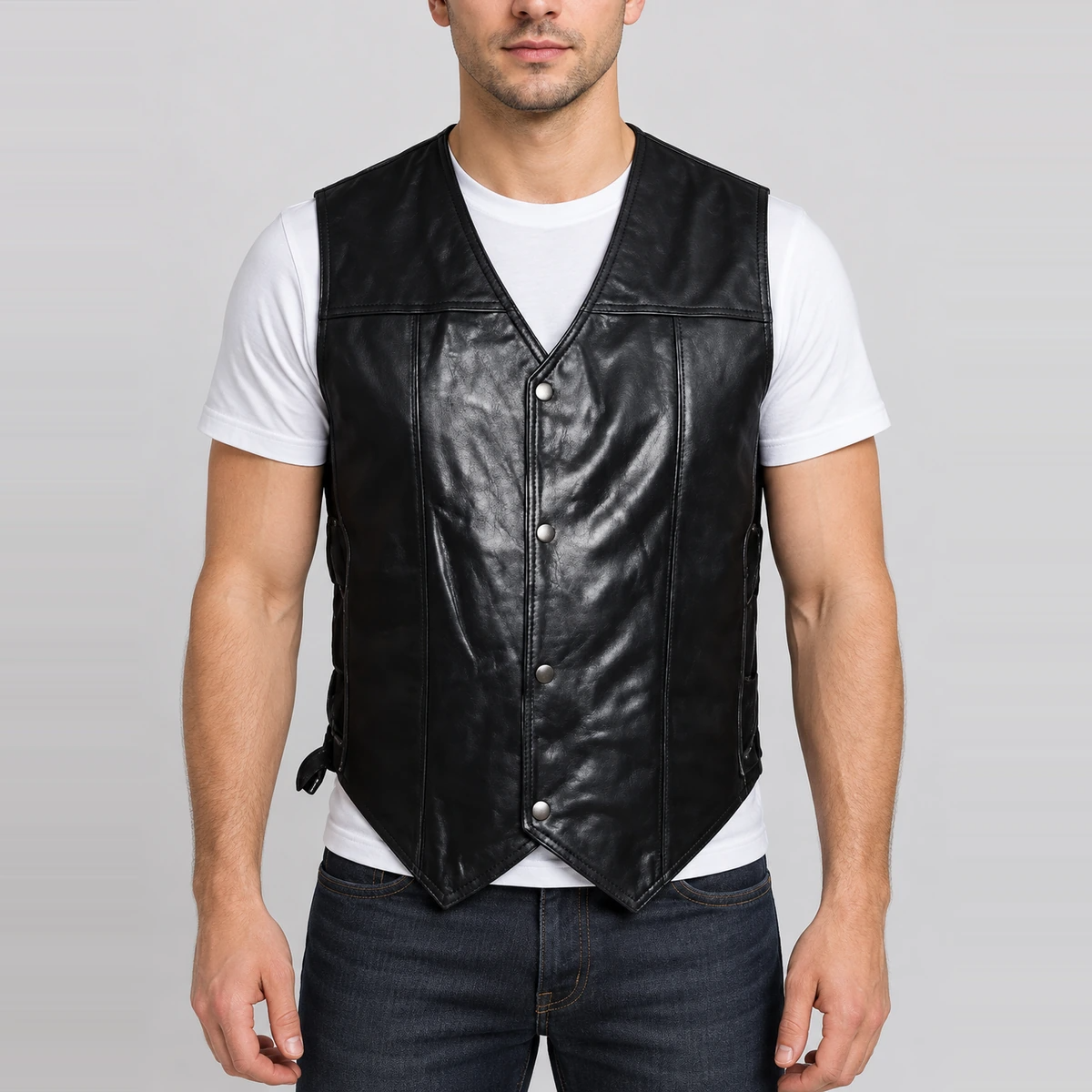 Men's Walking Dead Halloween Black Angel Wings Leather Vest