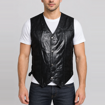 Men's Walking Dead Halloween Black Angel Wings Leather Vest