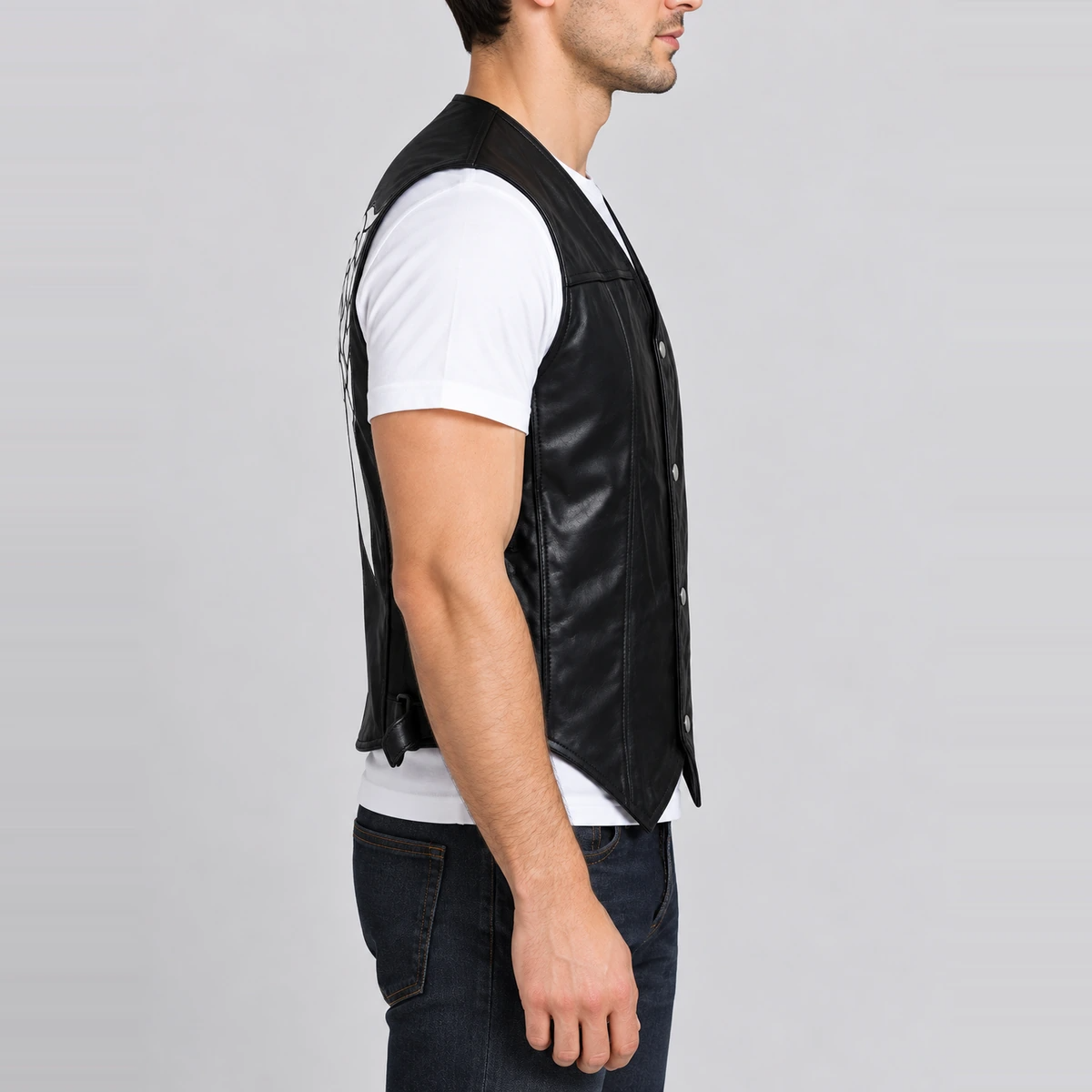 Men's Walking Dead Halloween Black Angel Wings Leather Vest