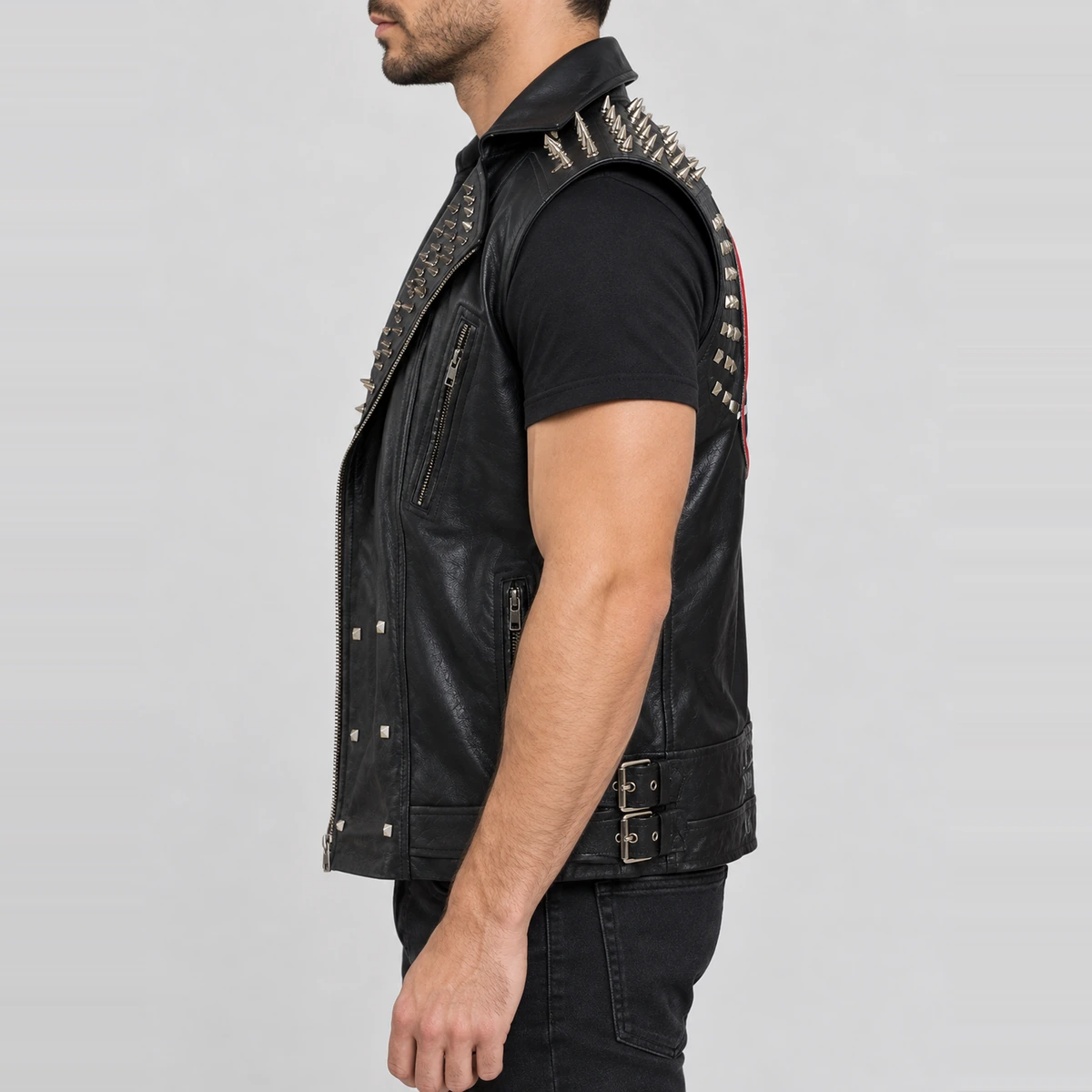 Men's Watch Dog Legion Halloween Black Studded Leather Vest