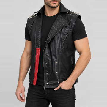 Men's Watch Dog Legion Halloween Black Studded Leather Vest