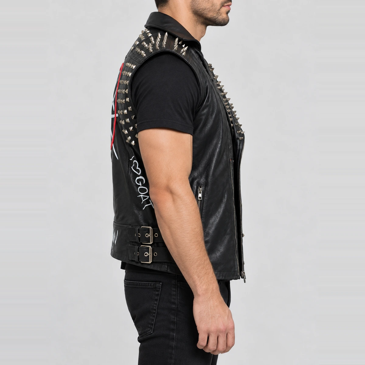 Men's Watch Dog Legion Halloween Black Studded Leather Vest