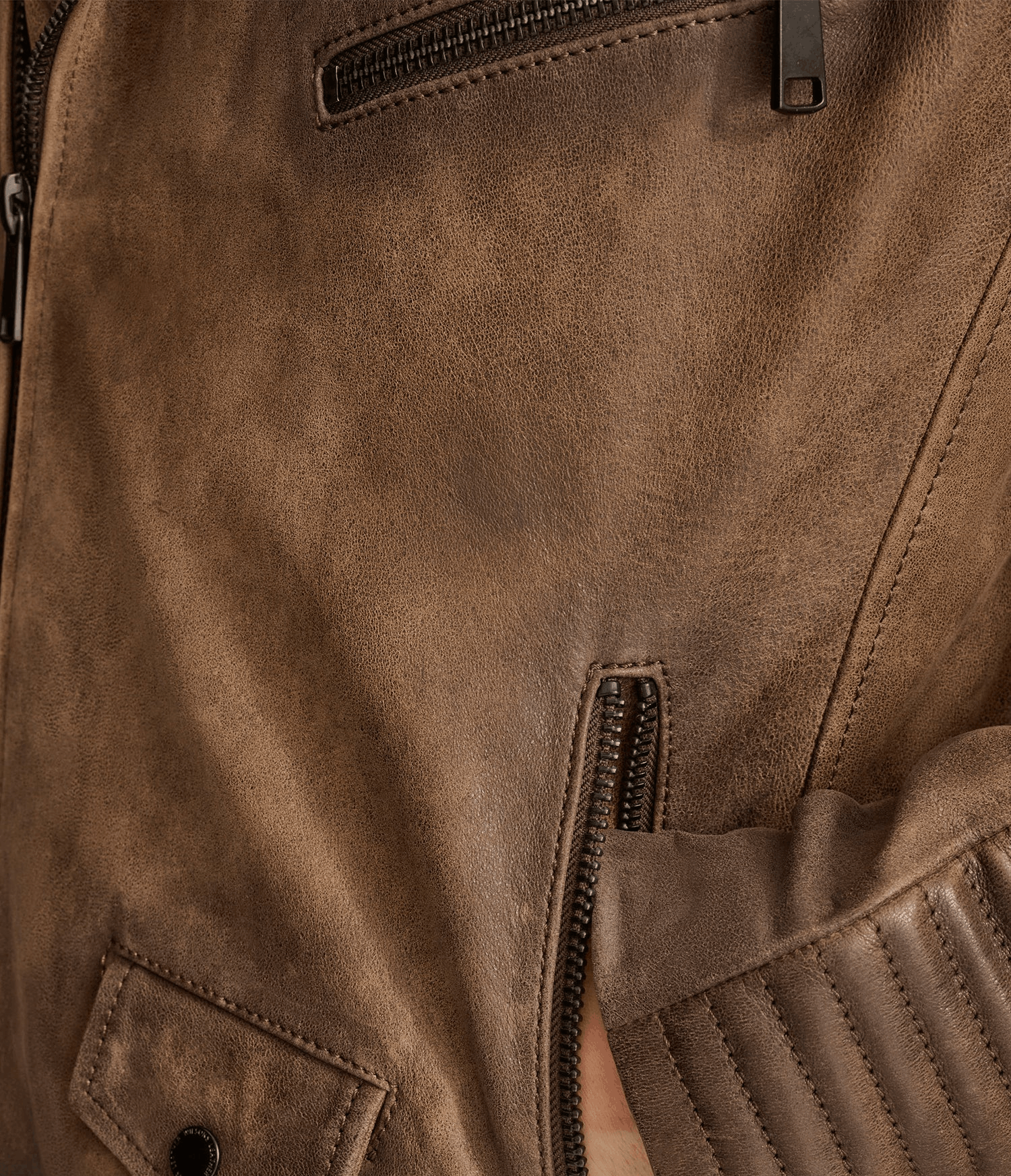 Men's Classic Leather Biker Moto Jacket